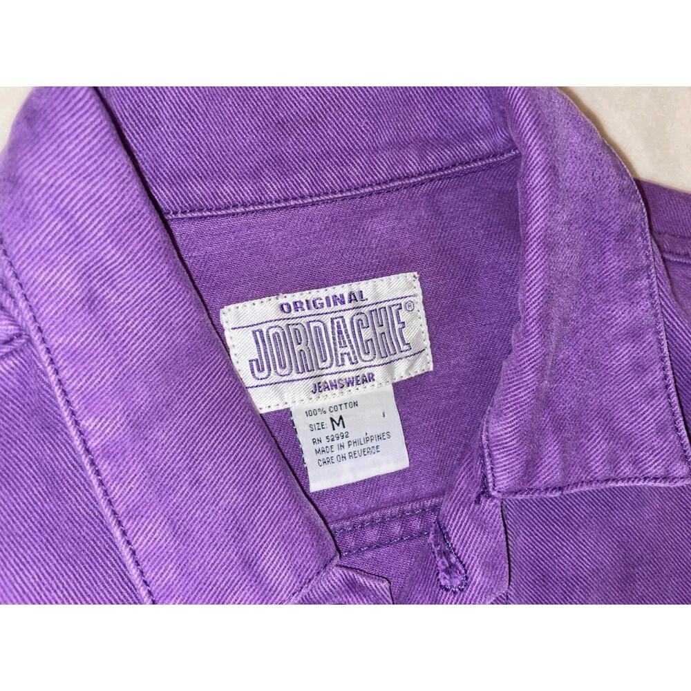 VINTAGE 80s JORDACHE GRAPE DENIM Trucker Boxy Size M Rare - Picture 2 of 7